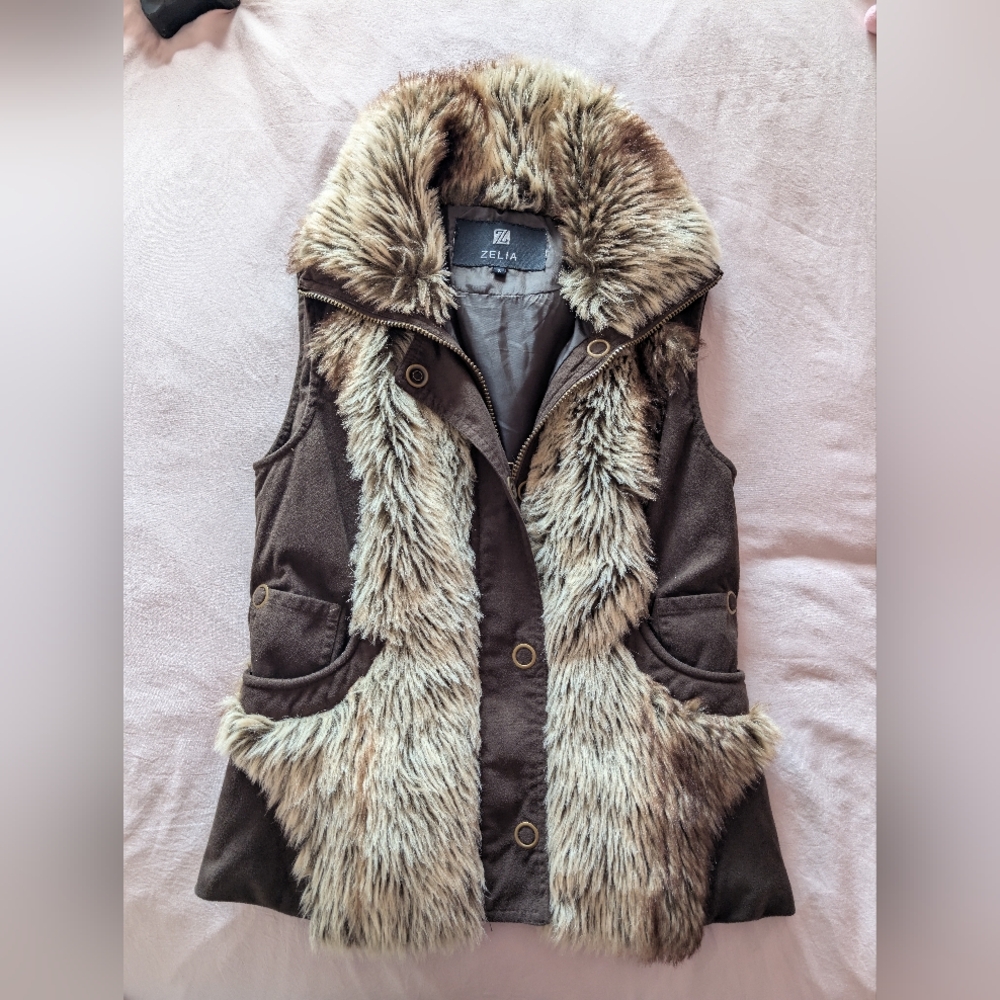 Brown Faux Fur Vest